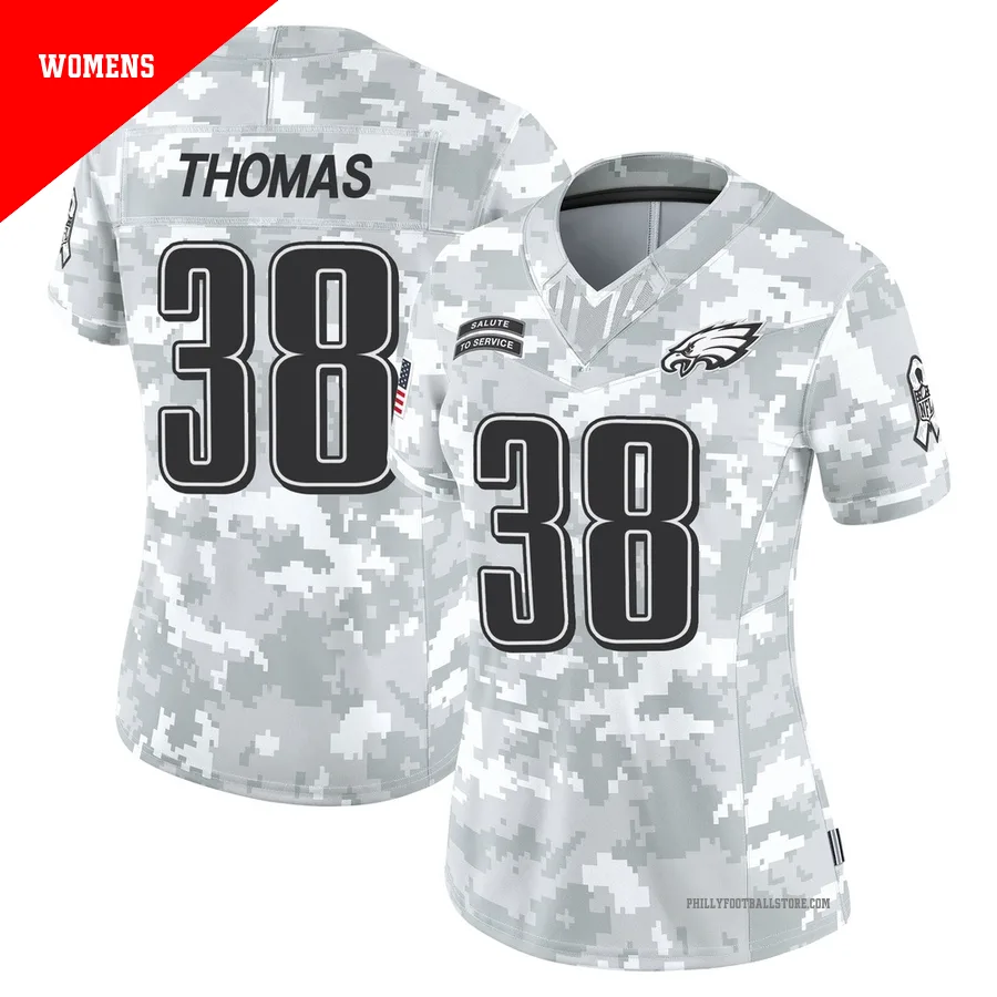 Women's Philadelphia Eagles Ambry Thomas ＃38 Limited Arctic Camo 2024 Salute to Service Jersey
