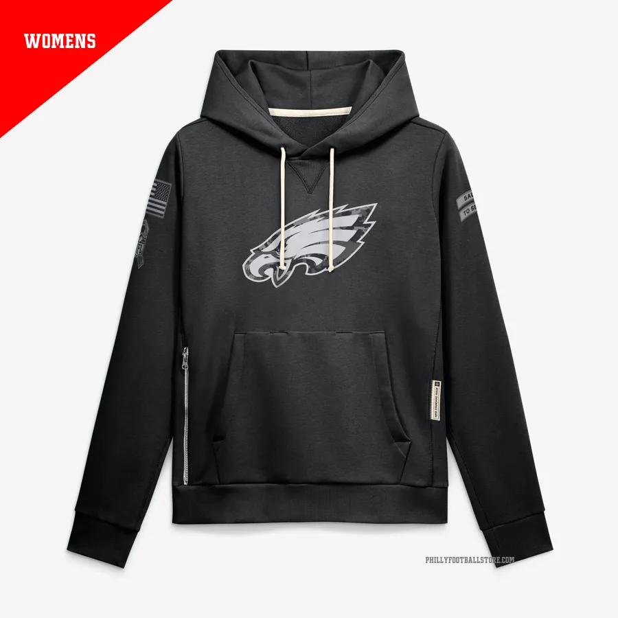 Women's Philadelphia Eagles Black 2026 Salute to Service Sideline Dri-FIT Pullover Hoodie