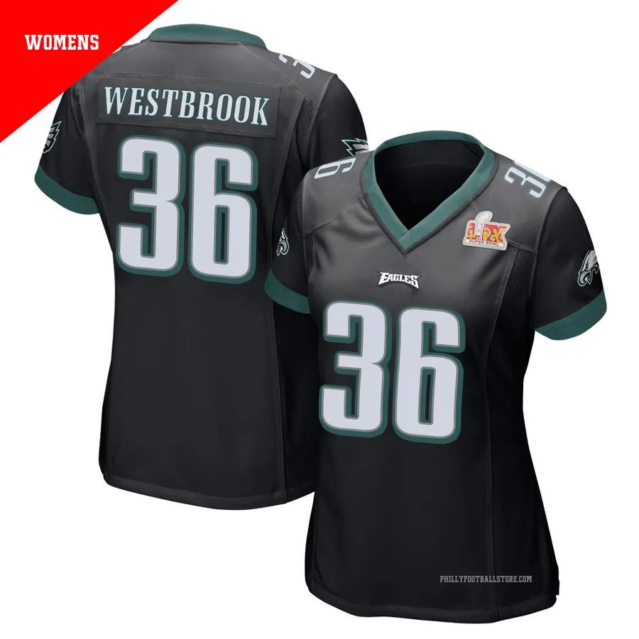 Women's Philadelphia Eagles Brian Westbrook ＃36 Game Black Alternate Super Bowl LIX Jersey