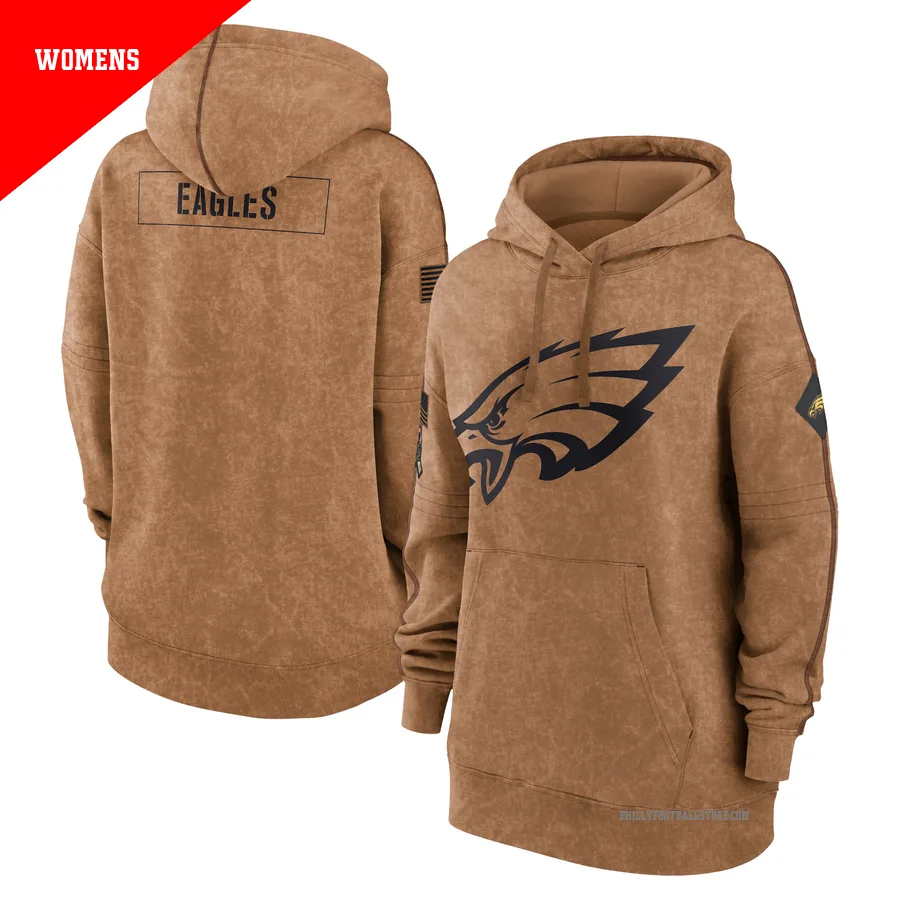 Women's Philadelphia Eagles Brown 2023 Salute to Service Pullover Hoodie