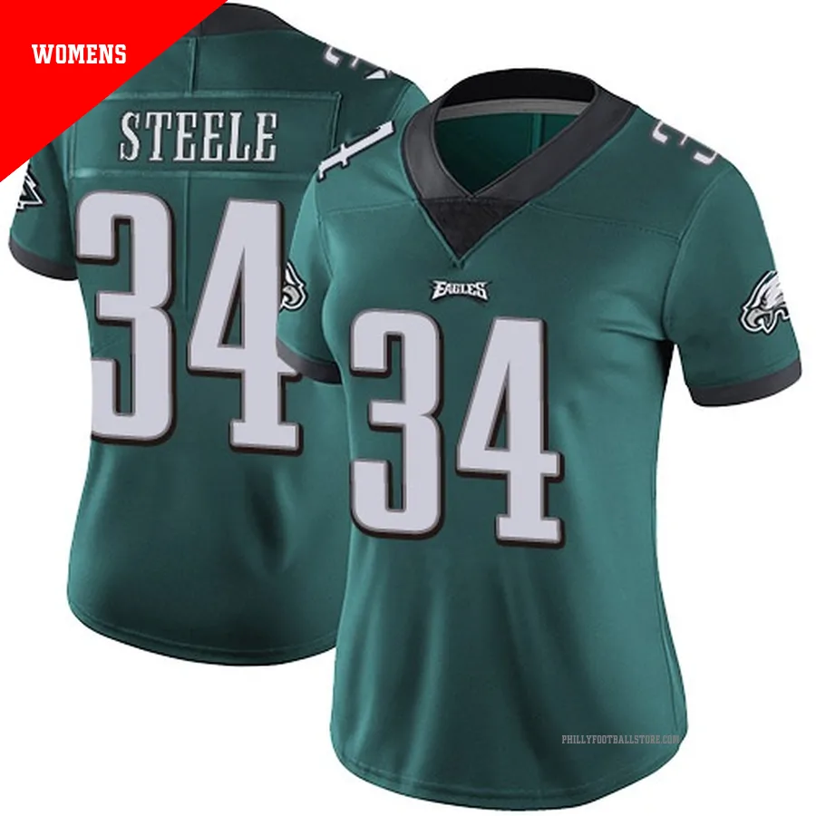 Women's Philadelphia Eagles Carson Steele ＃34 Limited Green Midnight Team Color Vapor Untouchable Jersey