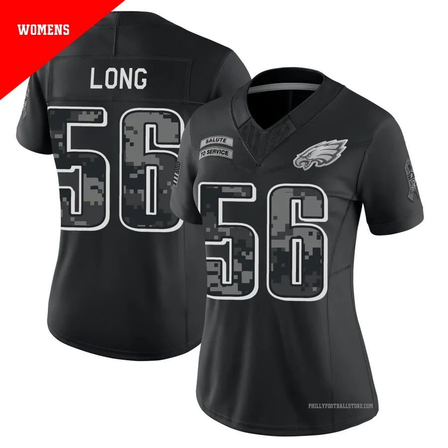Women's Philadelphia Eagles Chris Long ＃56 Limited Black 2026 Salute to Service Stitched Jersey