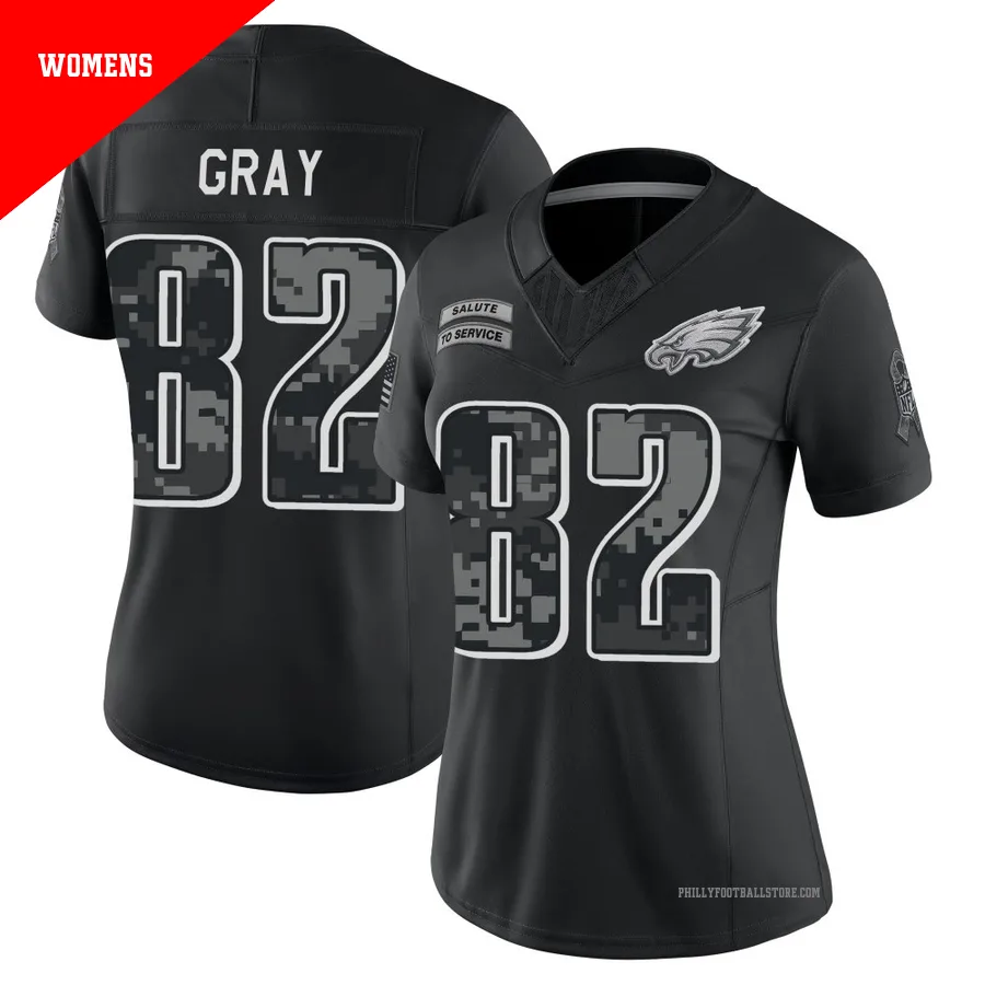 Women's Philadelphia Eagles Danny Gray ＃82 Limited Black 2026 Salute to Service Stitched Jersey