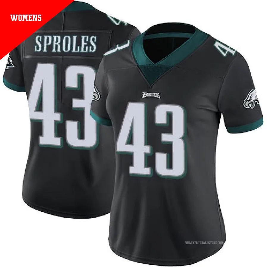 Women's Philadelphia Eagles Darren Sproles ＃43 Limited Black Alternate Vapor Untouchable Jersey