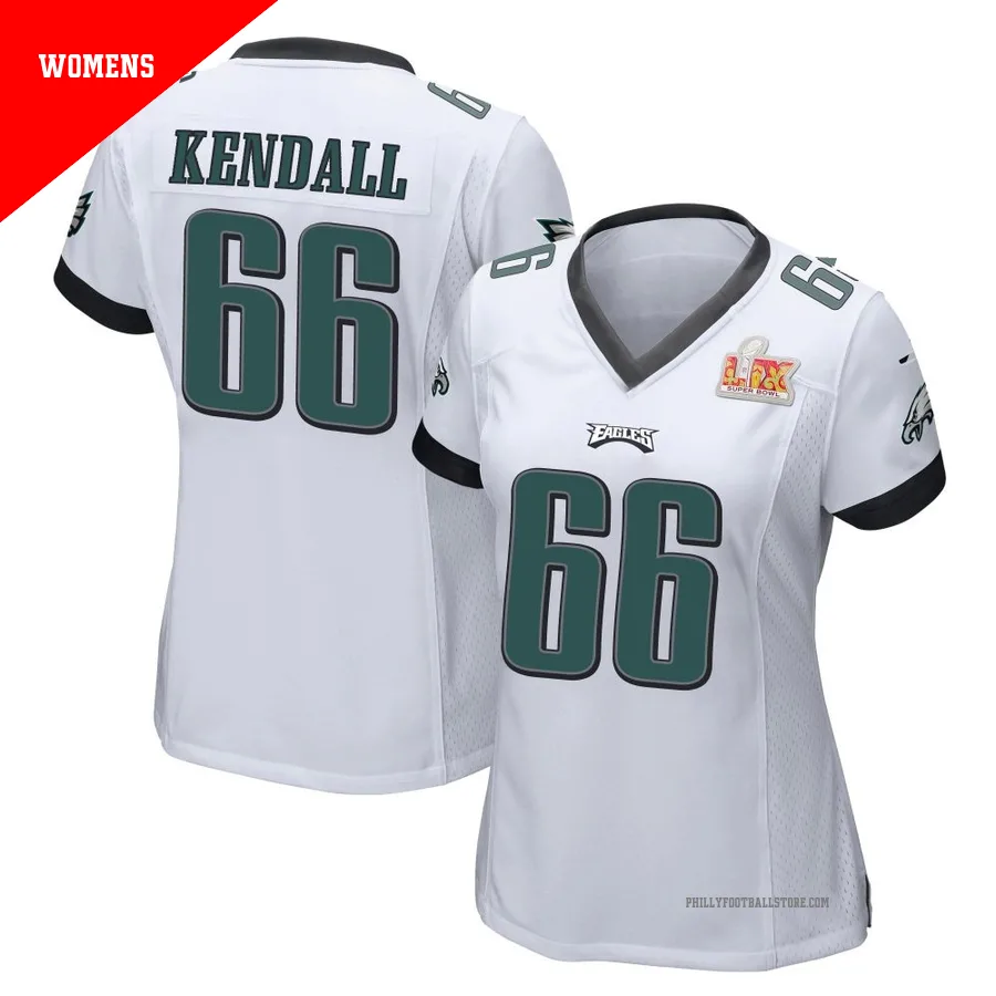 Women's Philadelphia Eagles Drew Kendall ＃66 Game White Super Bowl LIX Jersey