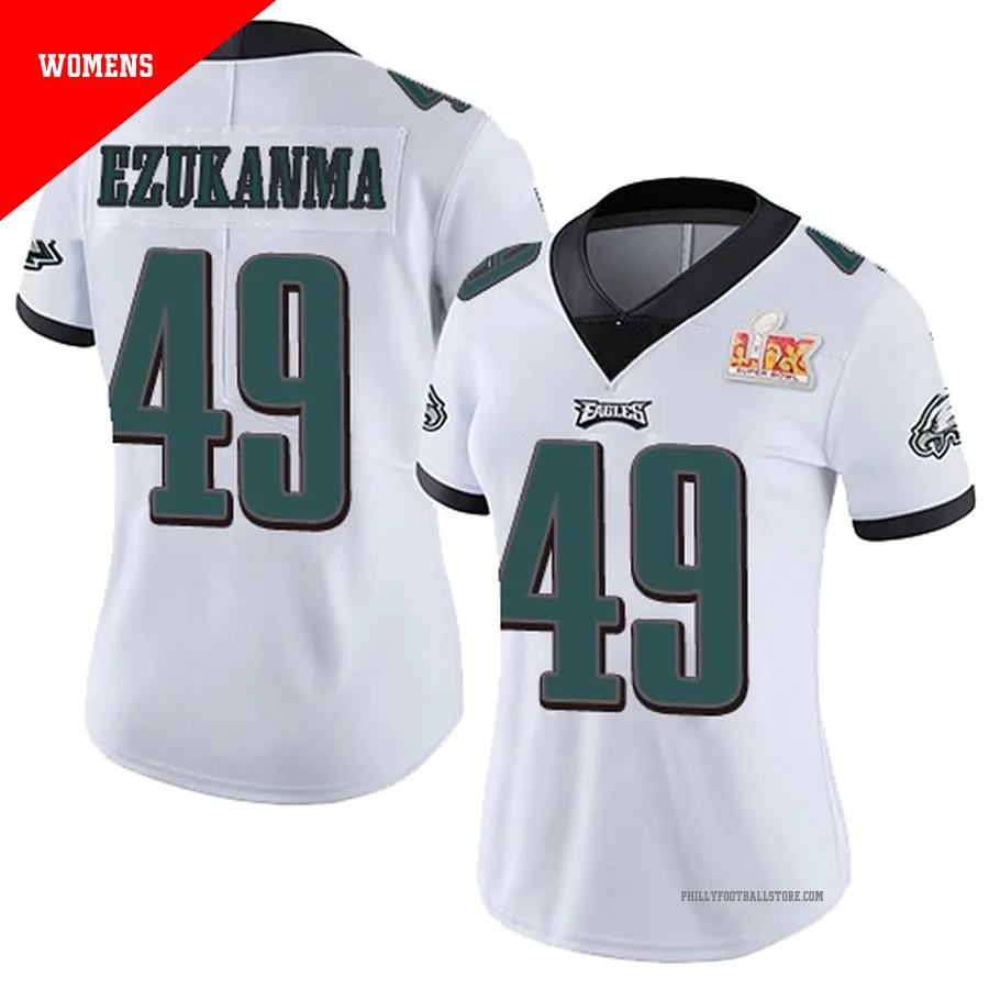 Women's Philadelphia Eagles Erik Ezukanma ＃49 Limited White Vapor Untouchable Super Bowl LIX Jersey