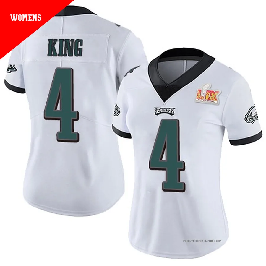 Women's Philadelphia Eagles Isiah King ＃4 Limited White Vapor Untouchable Super Bowl LIX Jersey