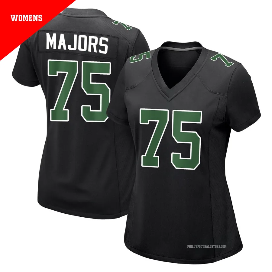 Women's Philadelphia Eagles Jake Majors ＃75 Game Black/Kelly Carbon Green Fashion Jersey