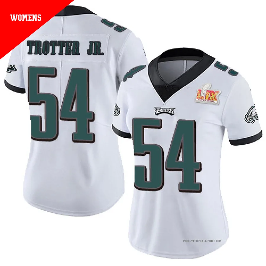 Women's Philadelphia Eagles Jeremiah Trotter Jr. ＃54 Limited White Vapor Untouchable Super Bowl LIX Jersey