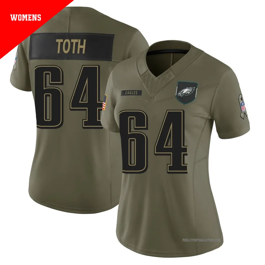 Women's Philadelphia Eagles Jon Toth ＃64 Limited Olive 2025 Salute to Service Jersey