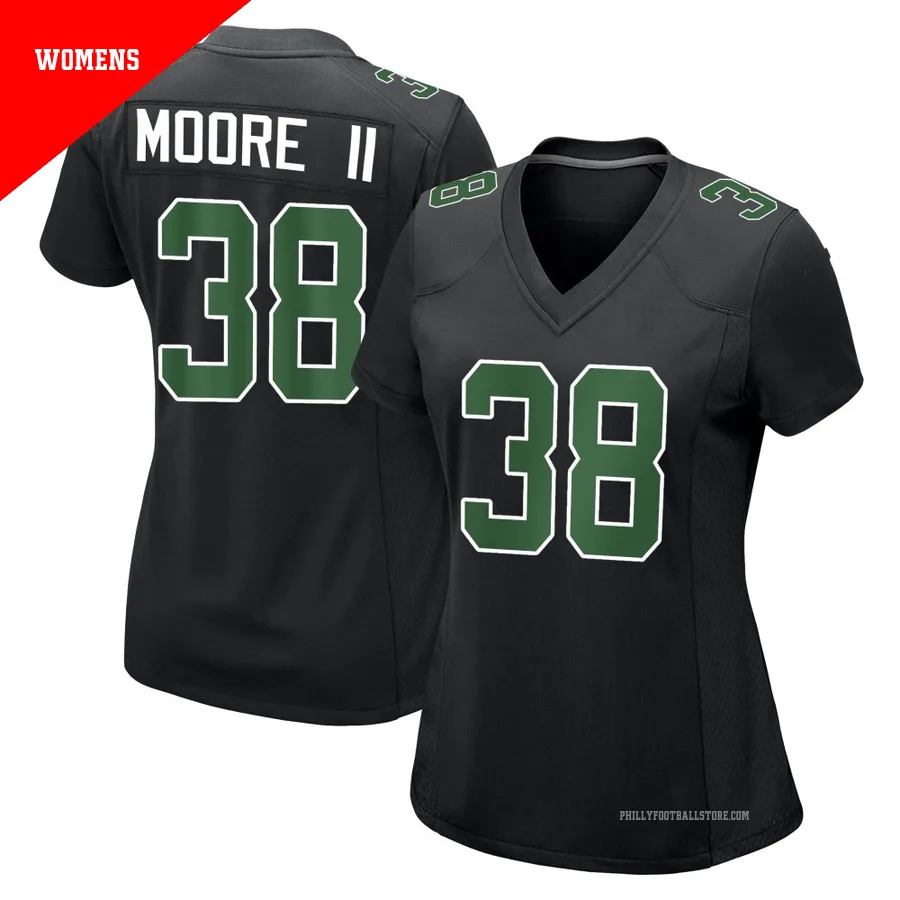 Women's Philadelphia Eagles Kenny Moore II ＃38 Game Black/Kelly Carbon Green Fashion Jersey