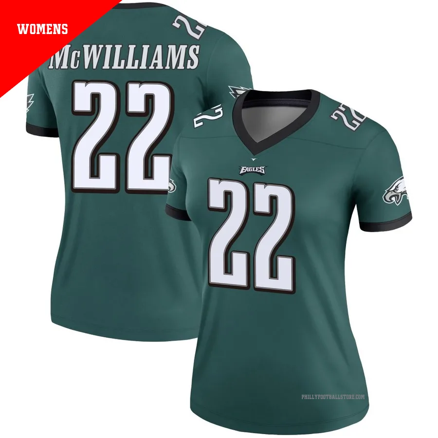 Women's Philadelphia Eagles Mac McWilliams ＃22 Legend Green Jersey