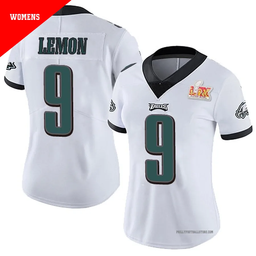Women's Philadelphia Eagles Makai Lemon ＃9 Limited White Vapor Untouchable Super Bowl LIX Jersey