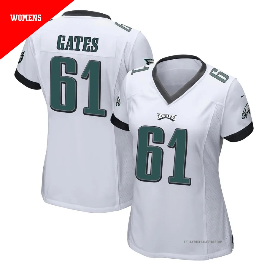 Women's Philadelphia Eagles Nick Gates ＃61 Game White Jersey