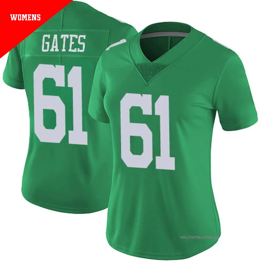 Women's Philadelphia Eagles Nick Gates ＃61 Limited Green Vapor Untouchable Jersey