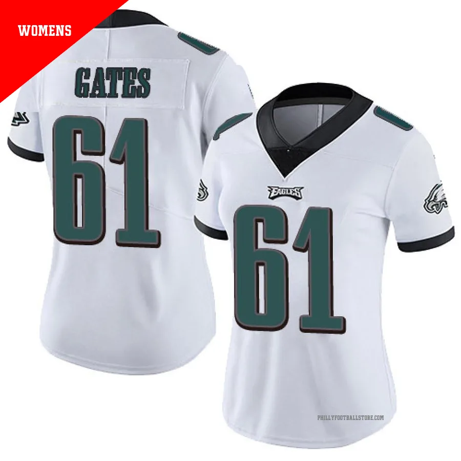Women's Philadelphia Eagles Nick Gates ＃61 Limited White Vapor Untouchable Jersey
