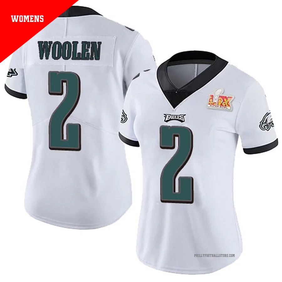 Women's Philadelphia Eagles Riq Woolen ＃2 Limited White Vapor Untouchable Super Bowl LIX Jersey