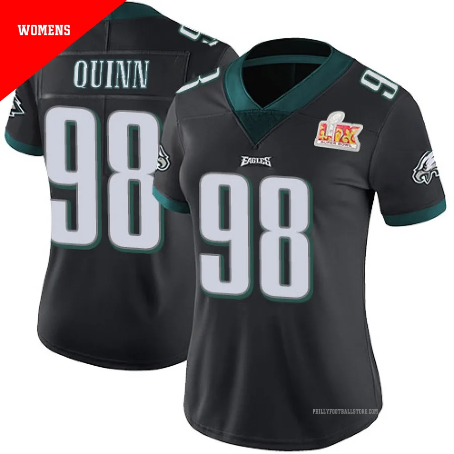 Women's Philadelphia Eagles Robert Quinn ＃98 Limited Black Alternate Vapor Untouchable Super Bowl LIX Jersey