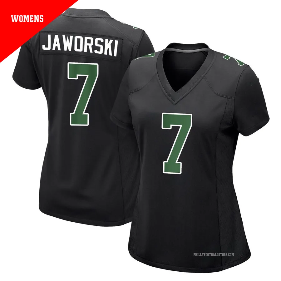 Women's Philadelphia Eagles Ron Jaworski ＃7 Game Black/Kelly Carbon Green Fashion Jersey