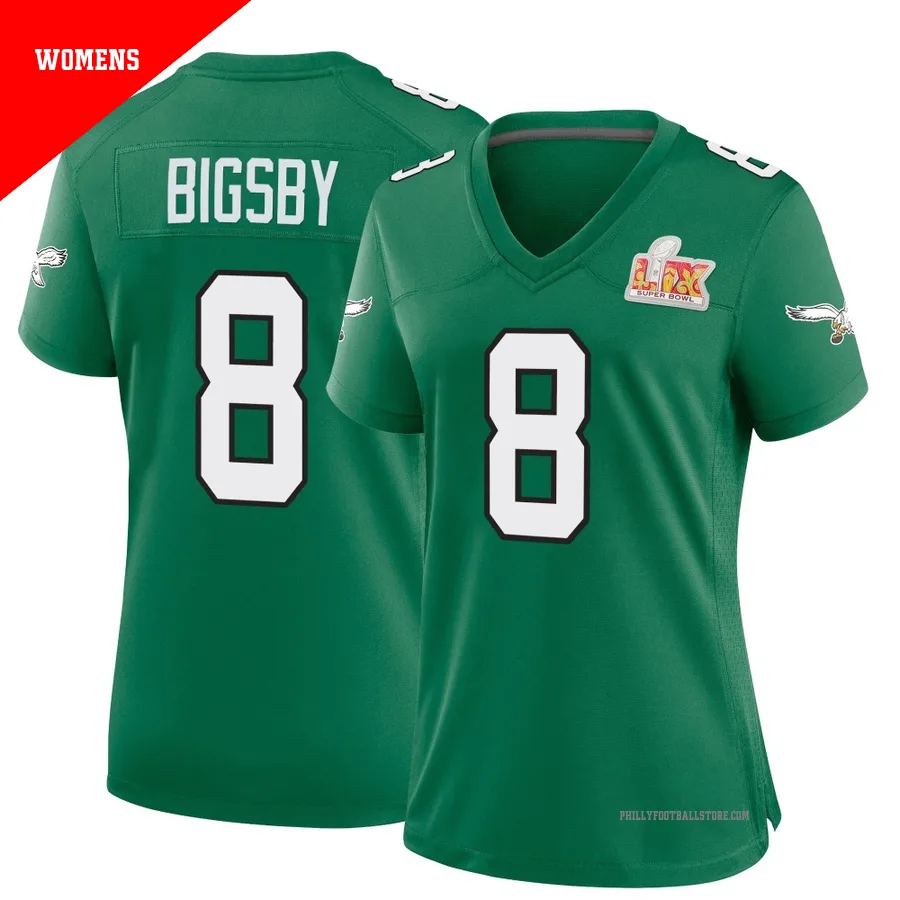 Women's Philadelphia Eagles Tank Bigsby ＃8 Game Green Kelly Alternate Super Bowl LIX Jersey