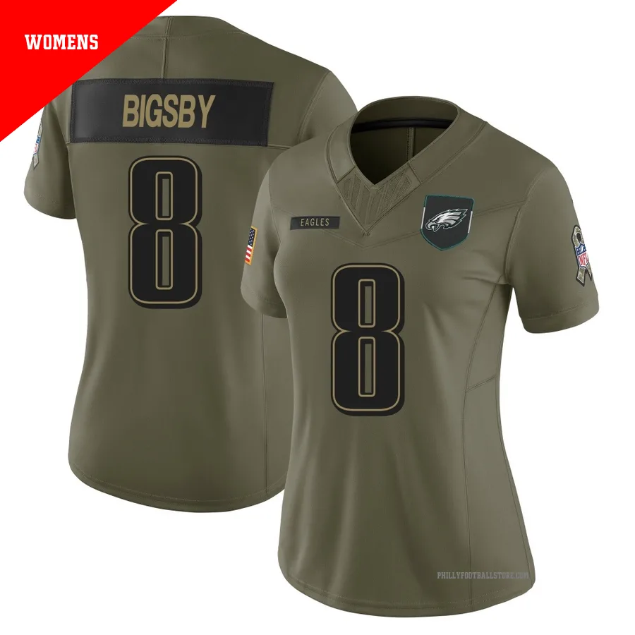 Women's Philadelphia Eagles Tank Bigsby ＃8 Limited Olive 2025 Salute to Service Jersey
