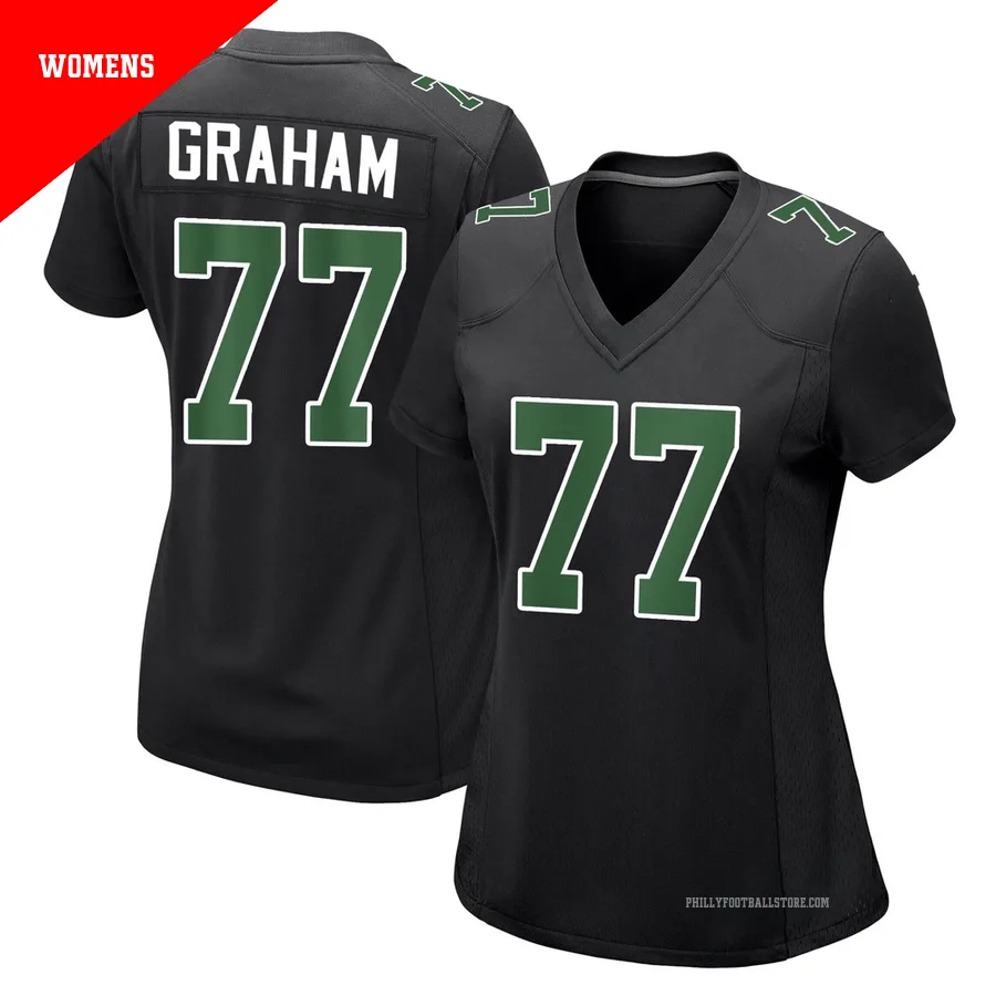 Women's Philadelphia Eagles Ta'Quon Graham ＃77 Game Black/Kelly Carbon Green Fashion Jersey