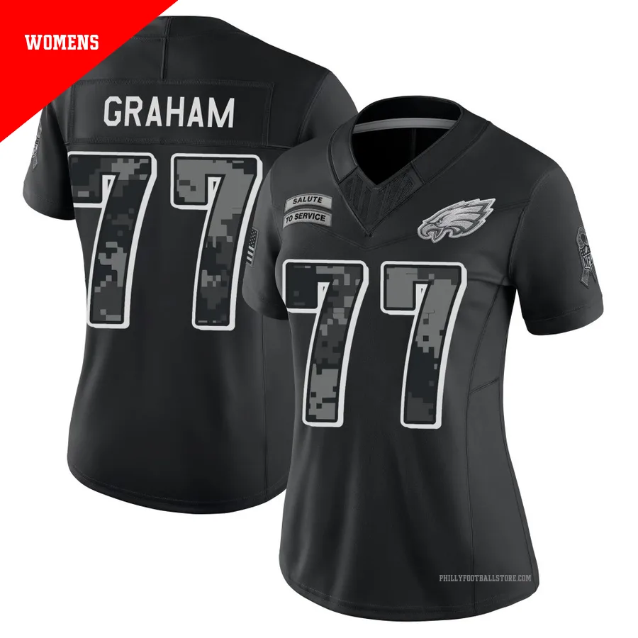 Women's Philadelphia Eagles Ta'Quon Graham ＃77 Limited Black 2026 Salute to Service Stitched Jersey