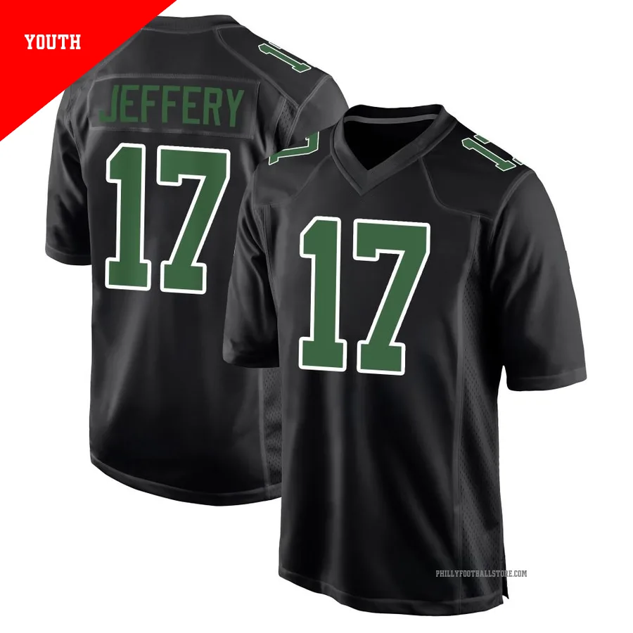 Youth Philadelphia Eagles Alshon Jeffery ＃17 Game Black/Kelly Carbon Green Fashion Jersey