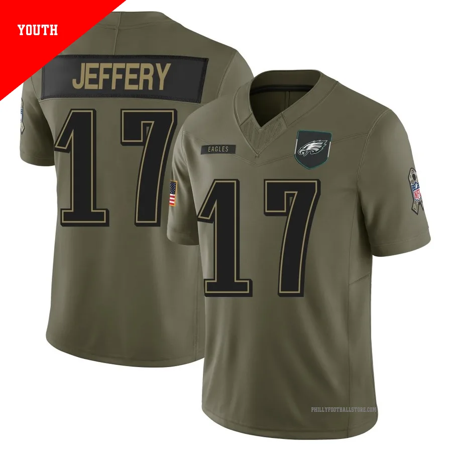 Youth Philadelphia Eagles Alshon Jeffery ＃17 Limited Olive 2025 Salute to Service Jersey