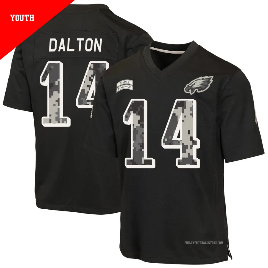 Youth Philadelphia Eagles Andy Dalton ＃14 Game Black 2026 Salute to Service Jersey