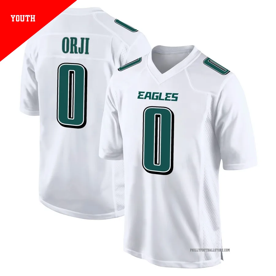 Youth Philadelphia Eagles Anfernee Orji ＃0 Game White Tundra Fashion Jersey