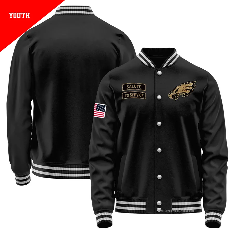 Youth Philadelphia Eagles Black Salute to Service Sideline Performance Jacket