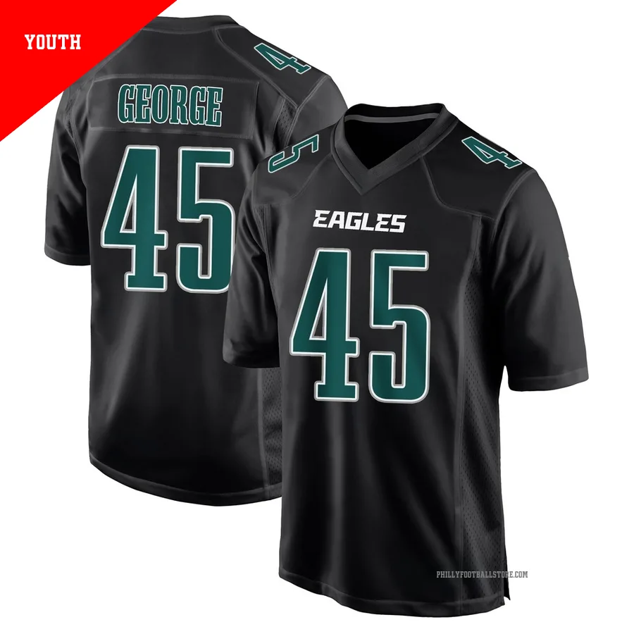 Youth Philadelphia Eagles Brandon George ＃45 Game Black Carbon Fashion Jersey