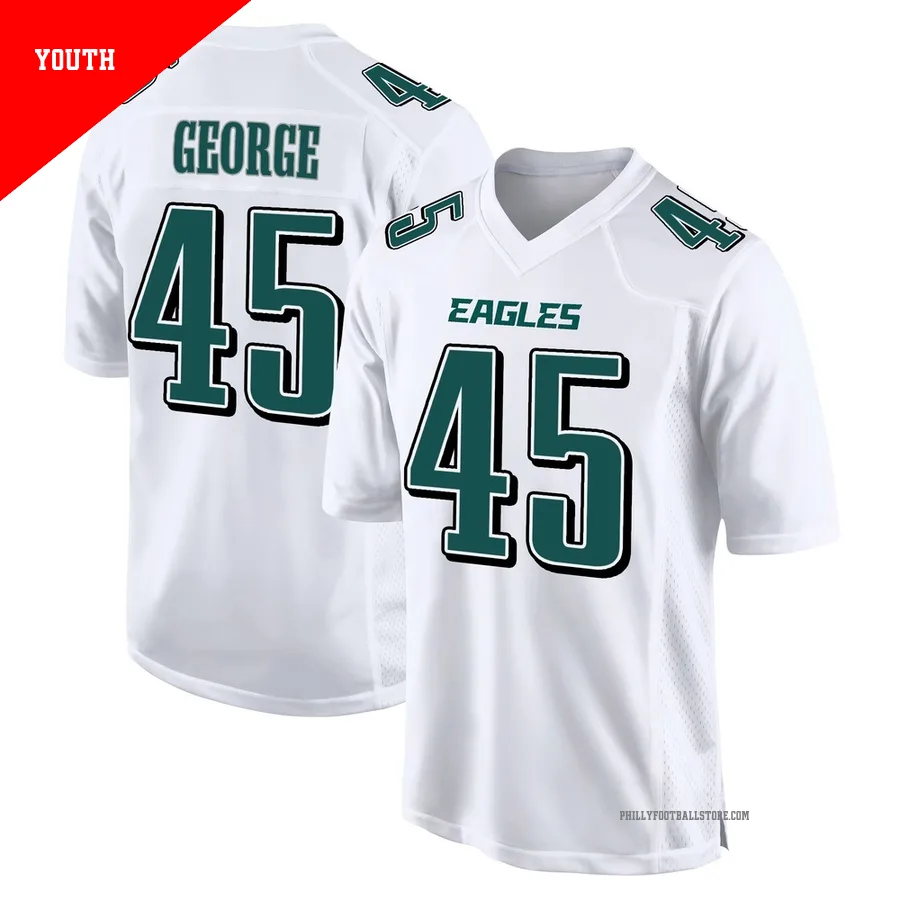 Youth Philadelphia Eagles Brandon George ＃45 Game White Tundra Fashion Jersey