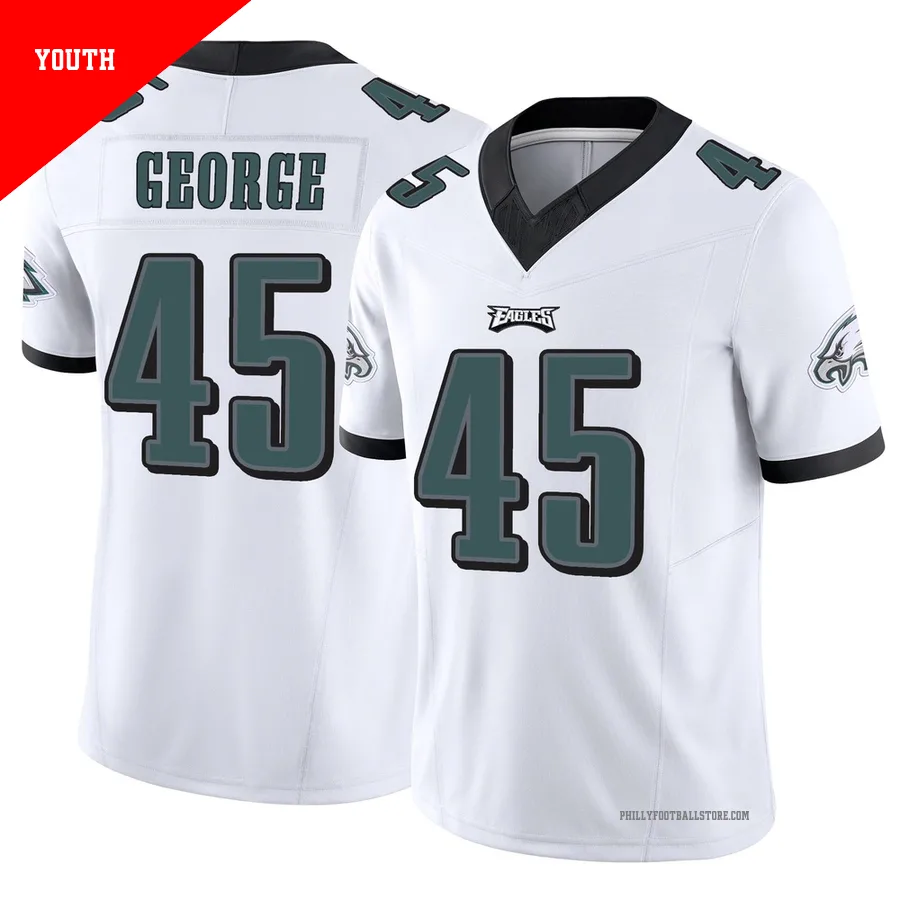 Youth Philadelphia Eagles Brandon George ＃45 Limited White Vapor F.U.S.E. Jersey
