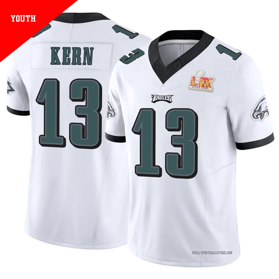 Youth Philadelphia Eagles Brett Kern ＃13 Limited White Vapor F.U.S.E. Super Bowl LIX Jersey