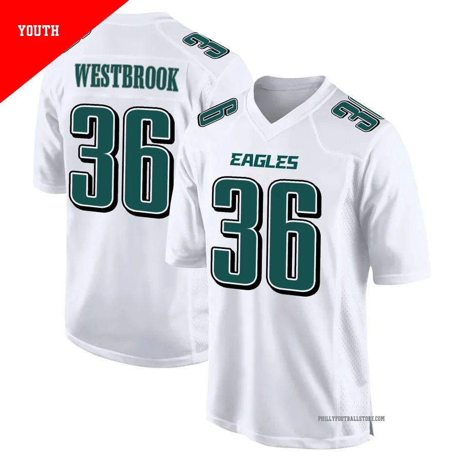 Youth Philadelphia Eagles Brian Westbrook ＃36 Game White Tundra Fashion Jersey