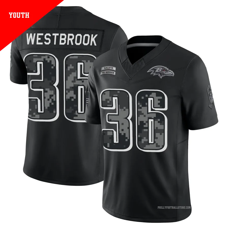 Youth Philadelphia Eagles Brian Westbrook ＃36 Limited Black 2026 Salute to Service Stitched Jersey
