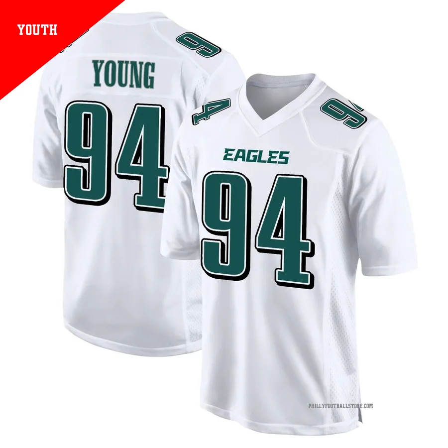 Youth Philadelphia Eagles Byron Young ＃94 Game White Tundra Fashion Jersey