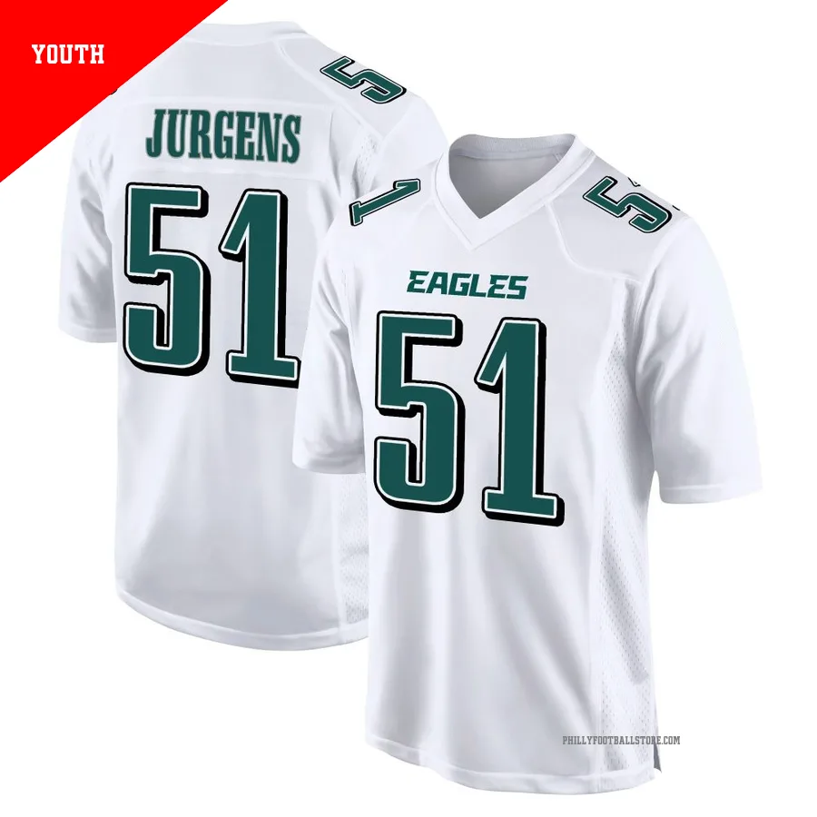 Youth Philadelphia Eagles Cam Jurgens ＃51 Game White Tundra Fashion Jersey