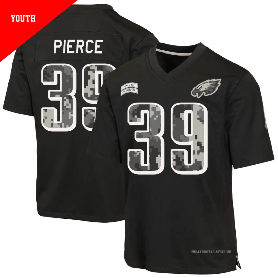 Youth Philadelphia Eagles Dameon Pierce ＃39 Game Black 2026 Salute to Service Jersey