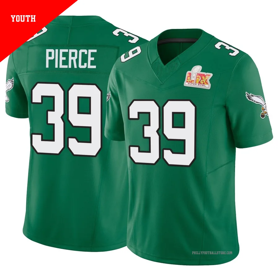 Youth Philadelphia Eagles Dameon Pierce ＃39 Limited Green Kelly Alternate Vapor F.U.S.E. Super Bowl LIX Jersey