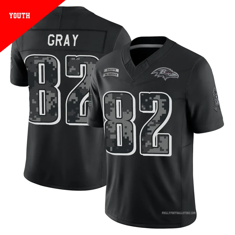 Youth Philadelphia Eagles Danny Gray ＃82 Limited Black 2026 Salute to Service Stitched Jersey