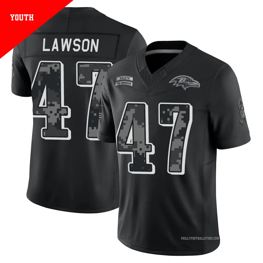 Youth Philadelphia Eagles Deontae Lawson ＃47 Limited Black 2026 Salute to Service Stitched Jersey