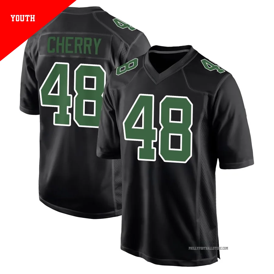 Youth Philadelphia Eagles Don Cherry ＃48 Game Black/Kelly Carbon Green Fashion Jersey