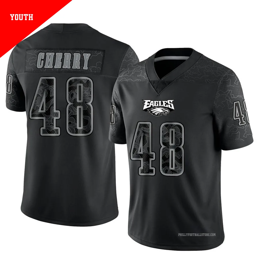 Youth Philadelphia Eagles Don Cherry ＃48 Limited Black Reflective Jersey