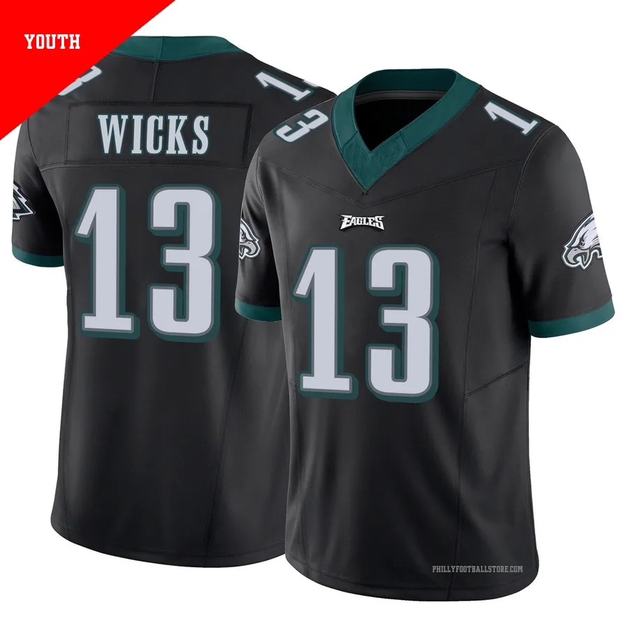 Youth Philadelphia Eagles Dontayvion Wicks ＃13 Limited Black Vapor F.U.S.E. Jersey