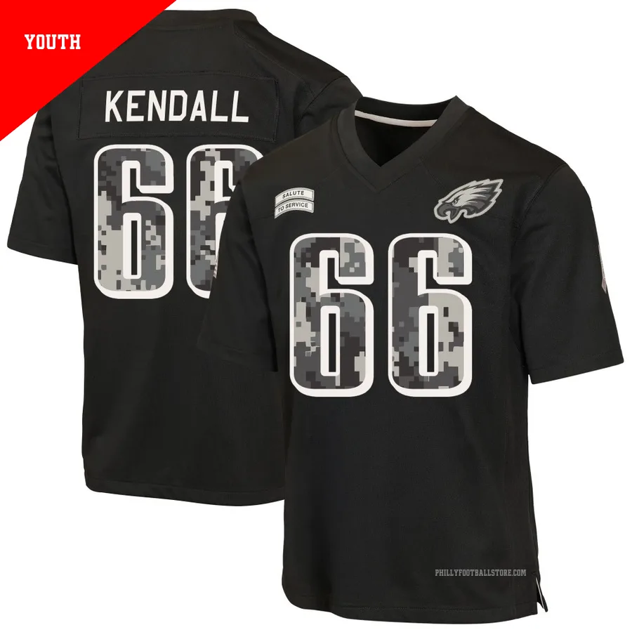 Youth Philadelphia Eagles Drew Kendall ＃66 Game Black 2026 Salute to Service Jersey