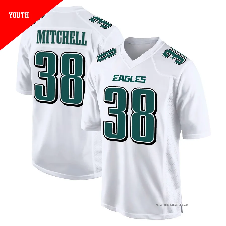 Youth Philadelphia Eagles Elijah Mitchell ＃38 Game White Tundra Fashion Jersey