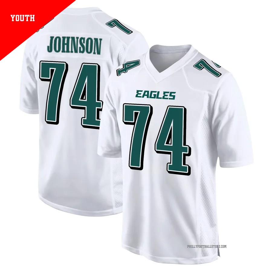 Youth Philadelphia Eagles Fred Johnson ＃74 Game White Tundra Fashion Jersey